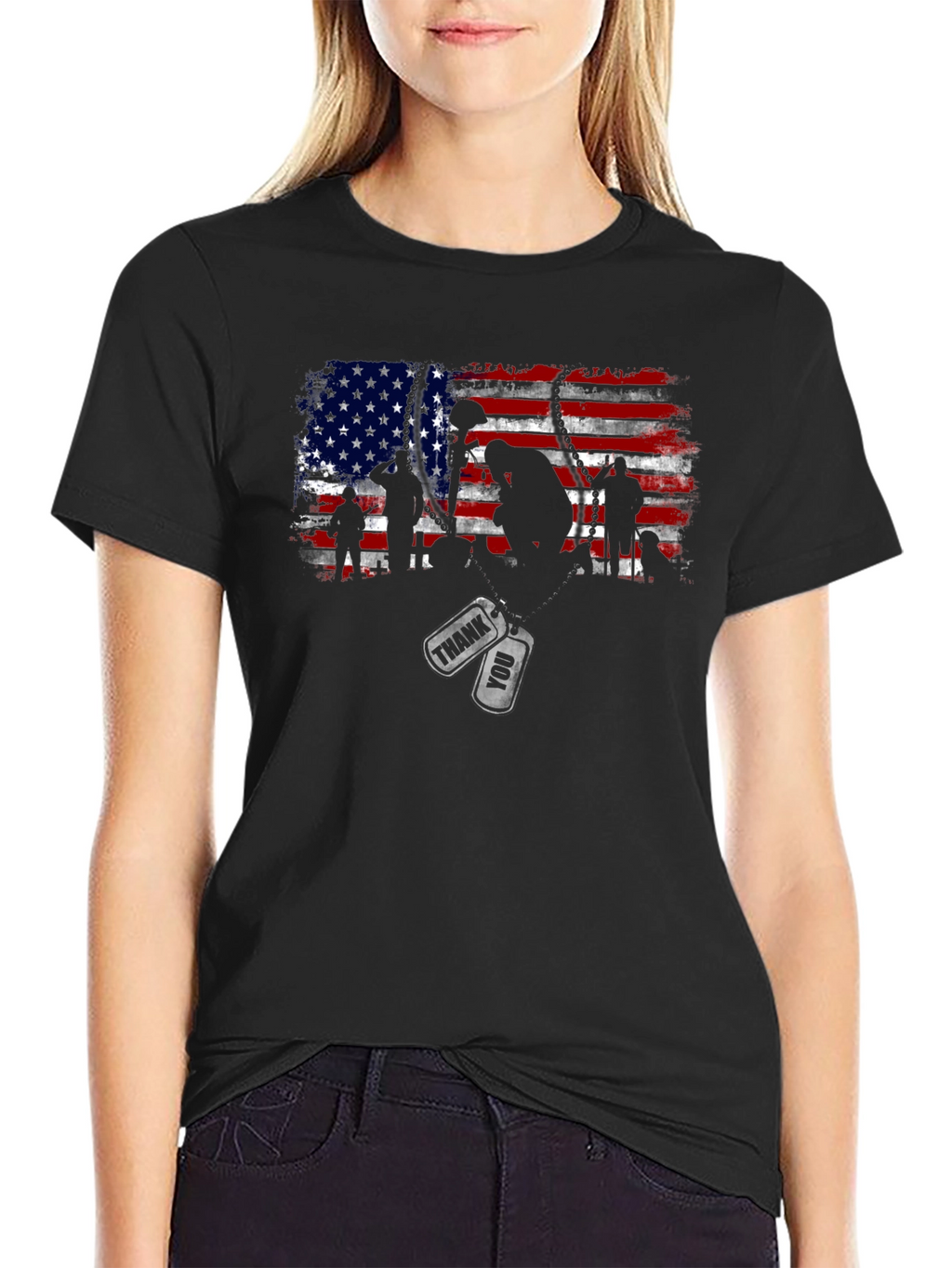 Patriotic US Flag Veteran Thank You T-Shirt