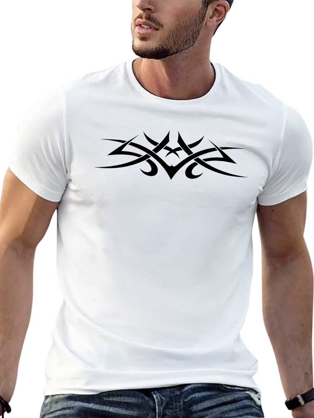Tribal Tattoo Graphic T-Shirt - Classic Black