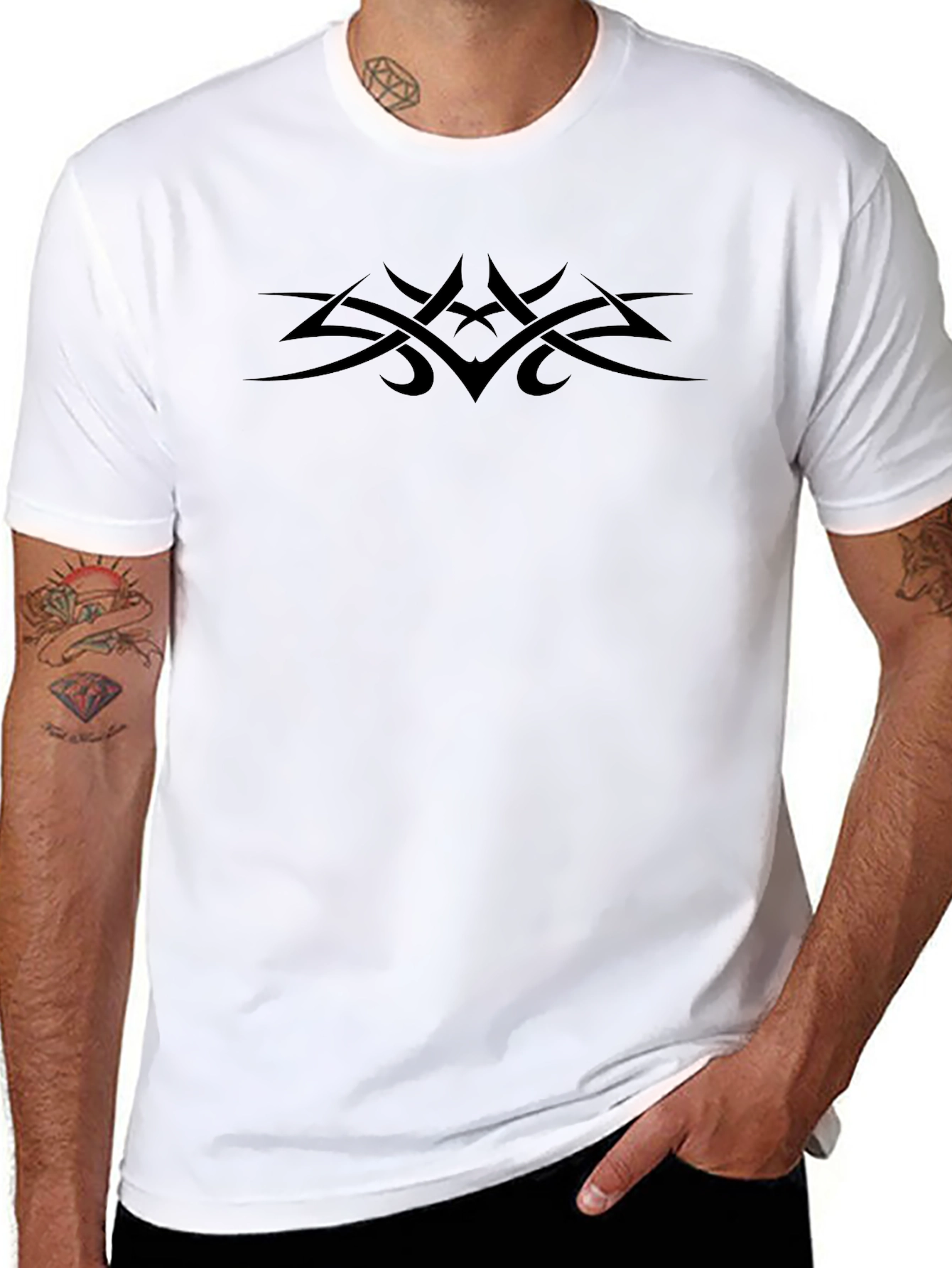 Tribal Tattoo Graphic T-Shirt - Classic Black