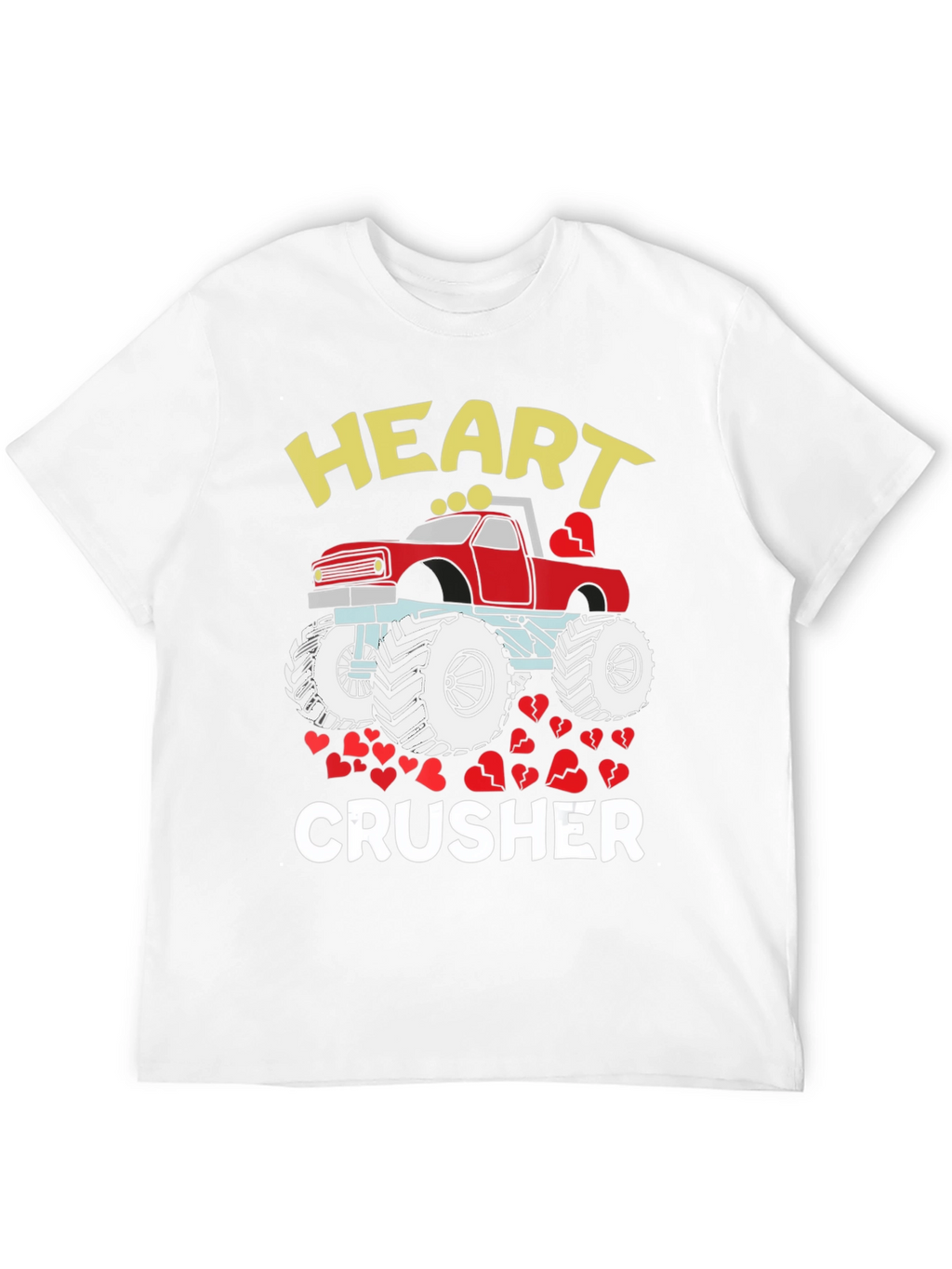 Heart Crusher Monster Truck Valentines Day T-Shirt