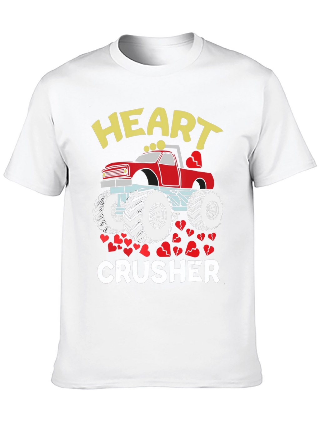 Heart Crusher Monster Truck Valentines Day T-Shirt