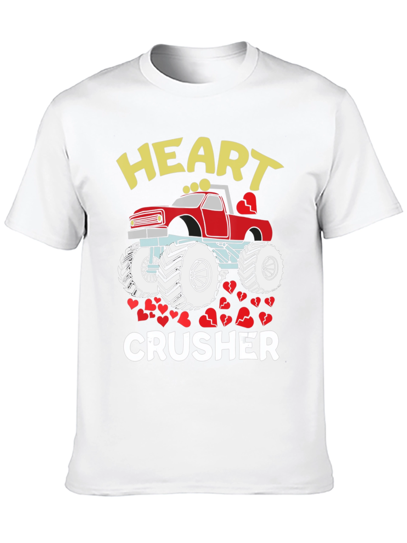 Heart Crusher Monster Truck Valentines Day T-Shirt