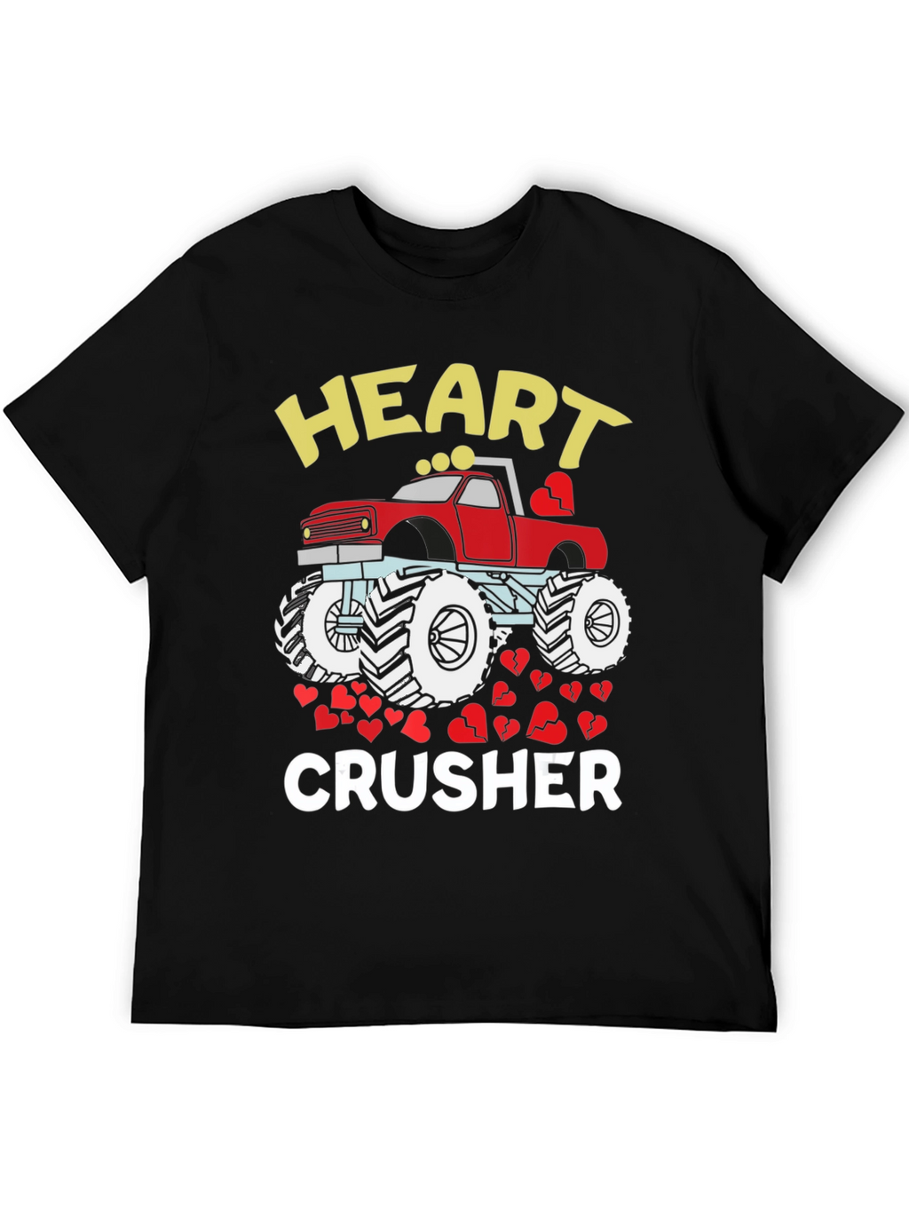 Heart Crusher Monster Truck Valentines Day T-Shirt