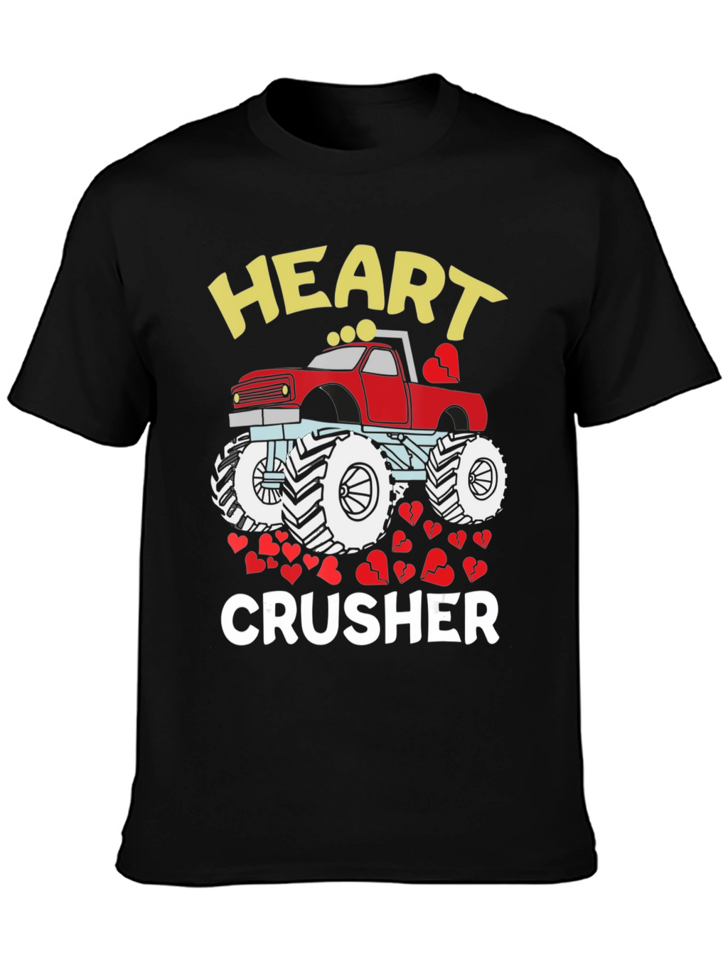 Heart Crusher Monster Truck Valentines Day T-Shirt