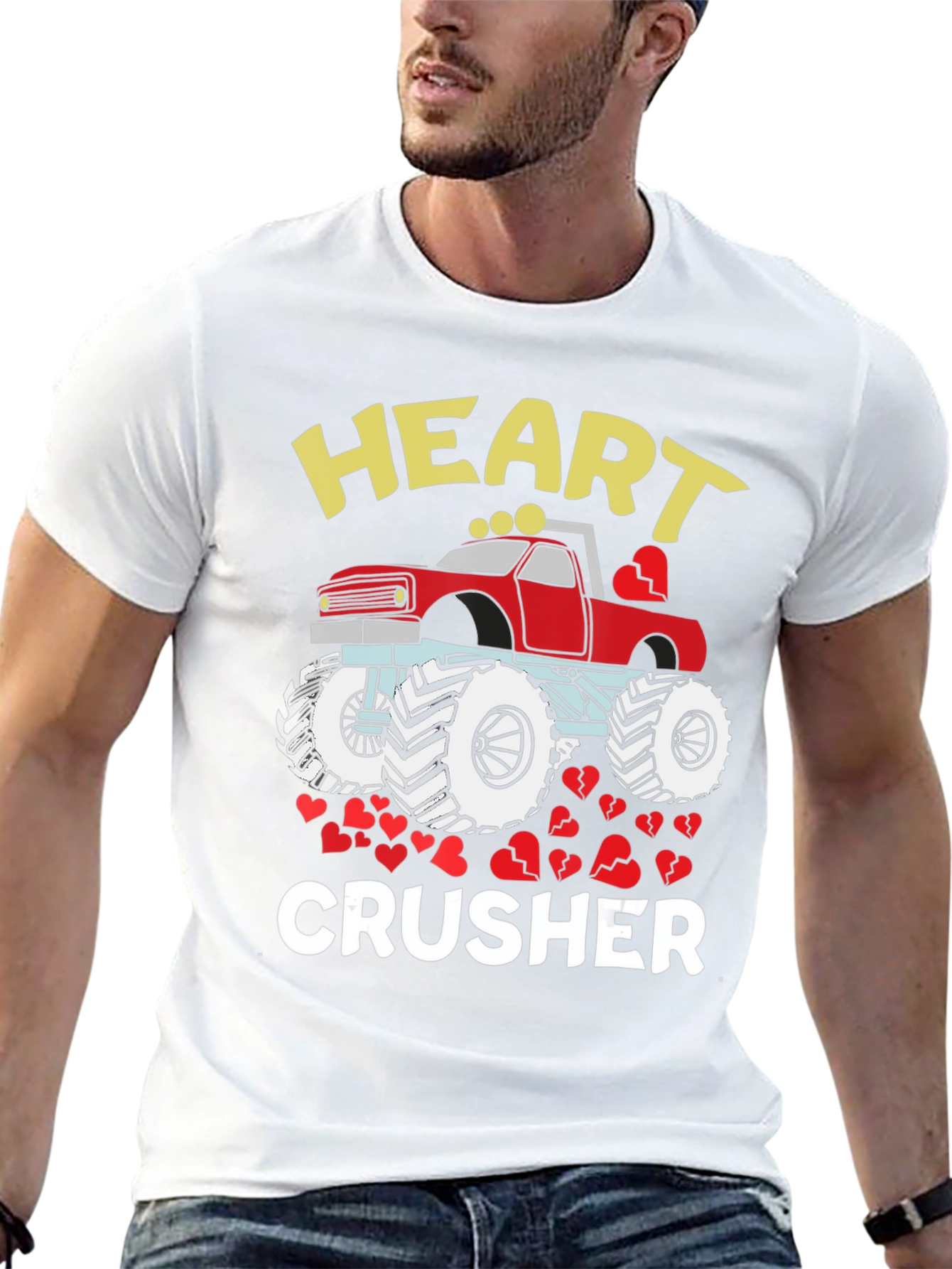 Heart Crusher Monster Truck Valentines Day T-Shirt