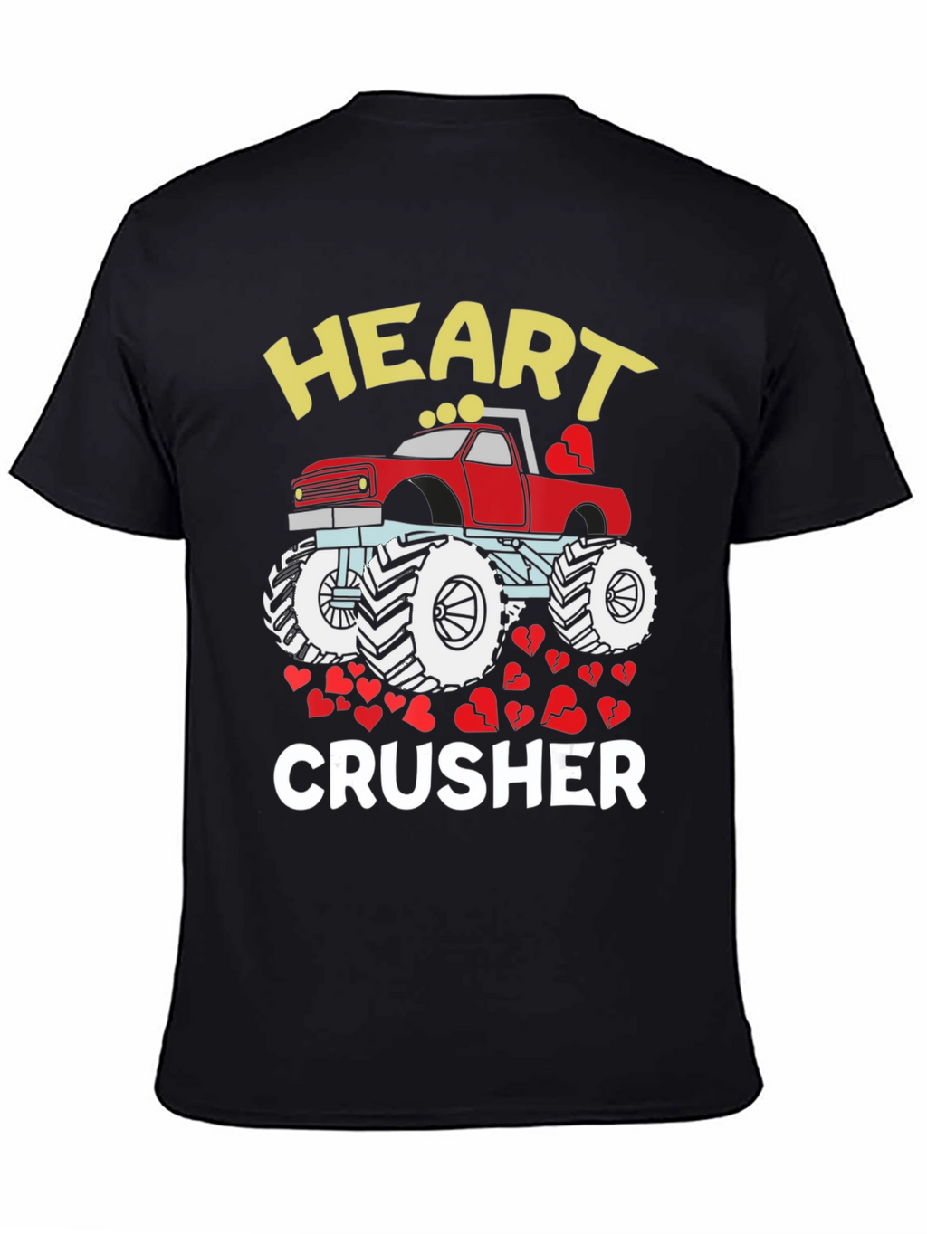 Heart Crusher Monster Truck Valentines Day T-Shirt