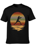 Retro Sunset Tennis Player Graphic Tee