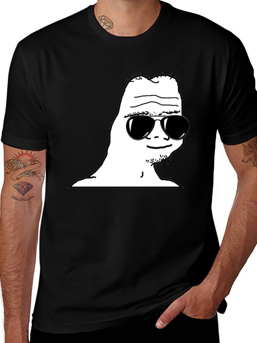 Cool Wojak Graphic Tee - Black T-Shirt