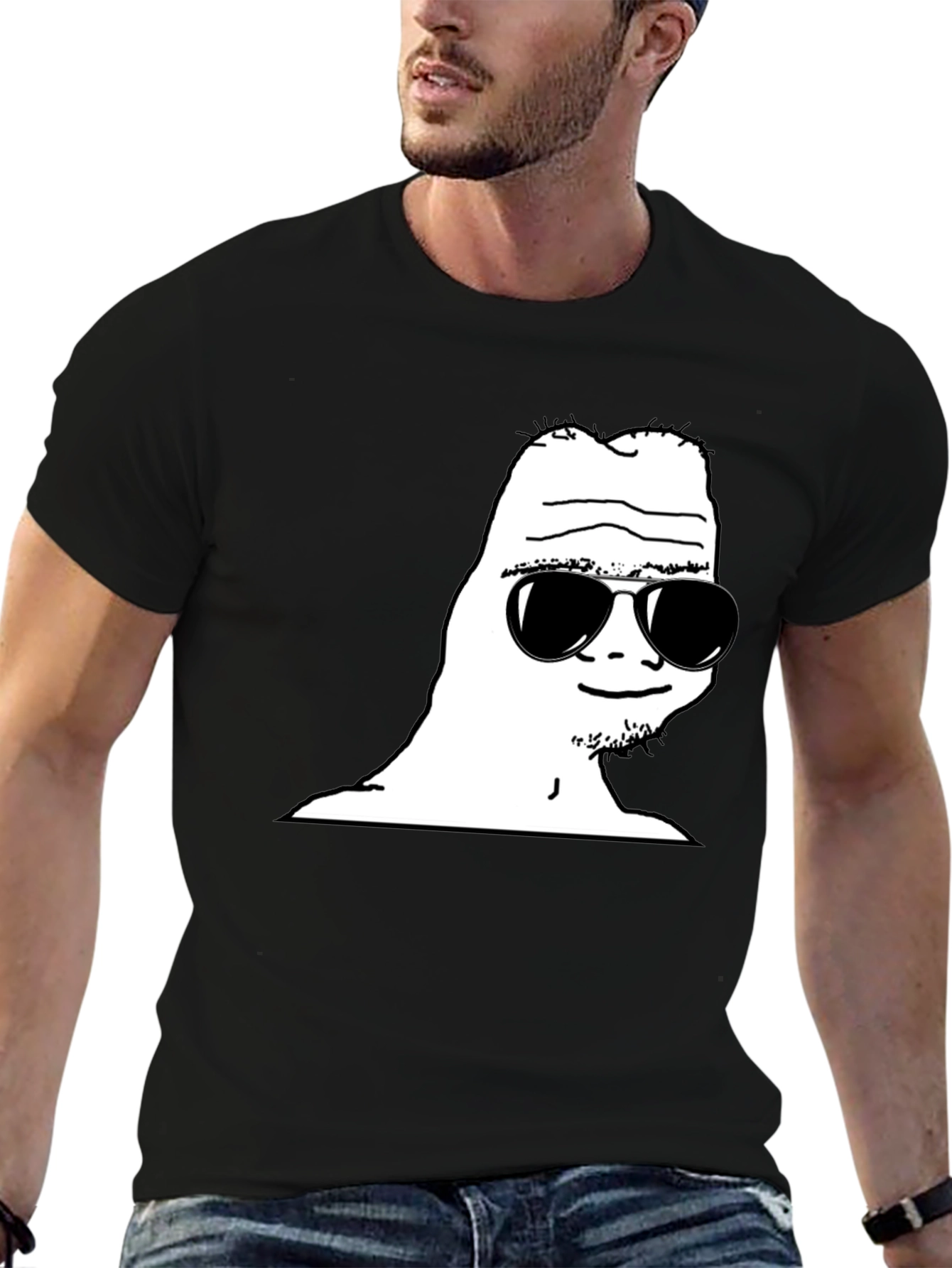 Cool Wojak Graphic Tee - Black T-Shirt