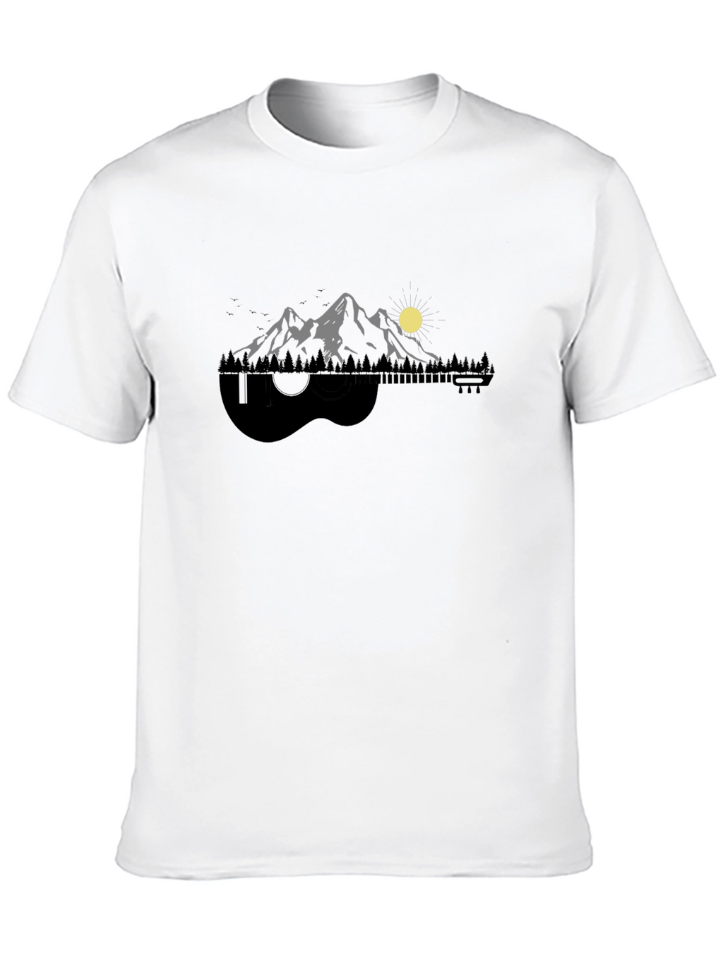 Guitar Mountainscape Graphic Tee - Nature Music Lover Shirt