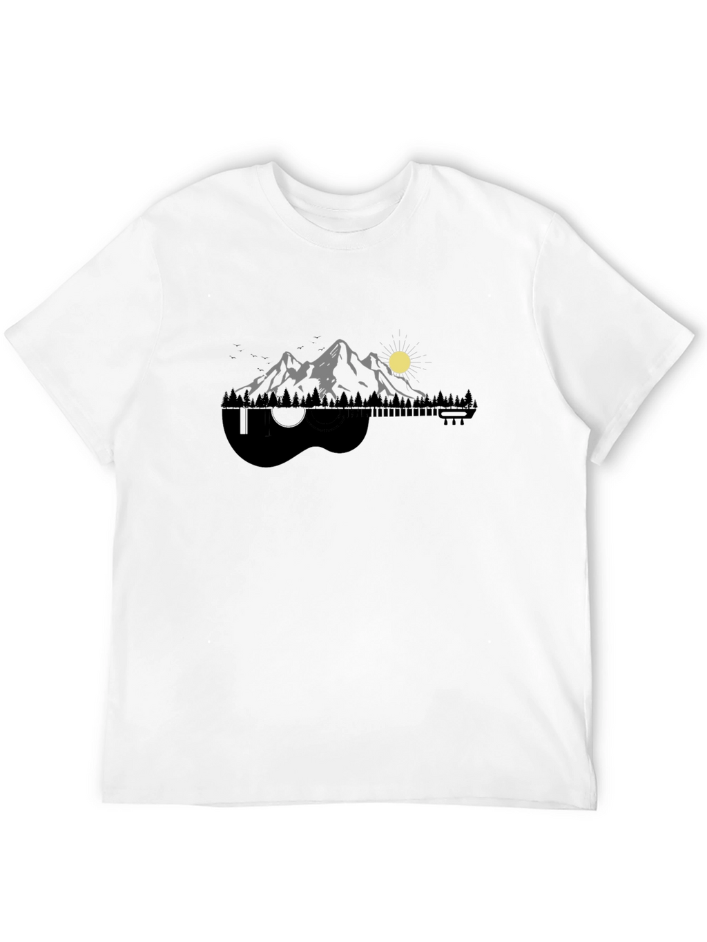 Guitar Mountainscape Graphic Tee - Nature Music Lover Shirt
