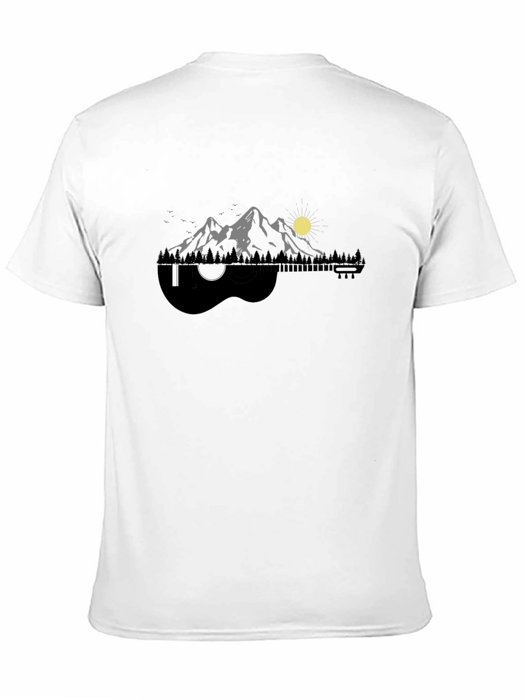 Guitar Mountainscape Graphic Tee - Nature Music Lover Shirt