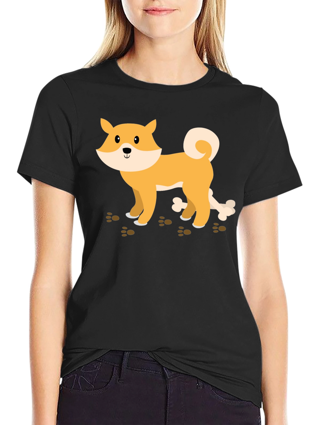 Shiba Inu Dog Bone Graphic Tee - Casual Style