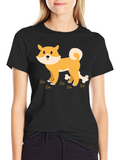 Shiba Inu Dog Bone Graphic Tee - Casual Style