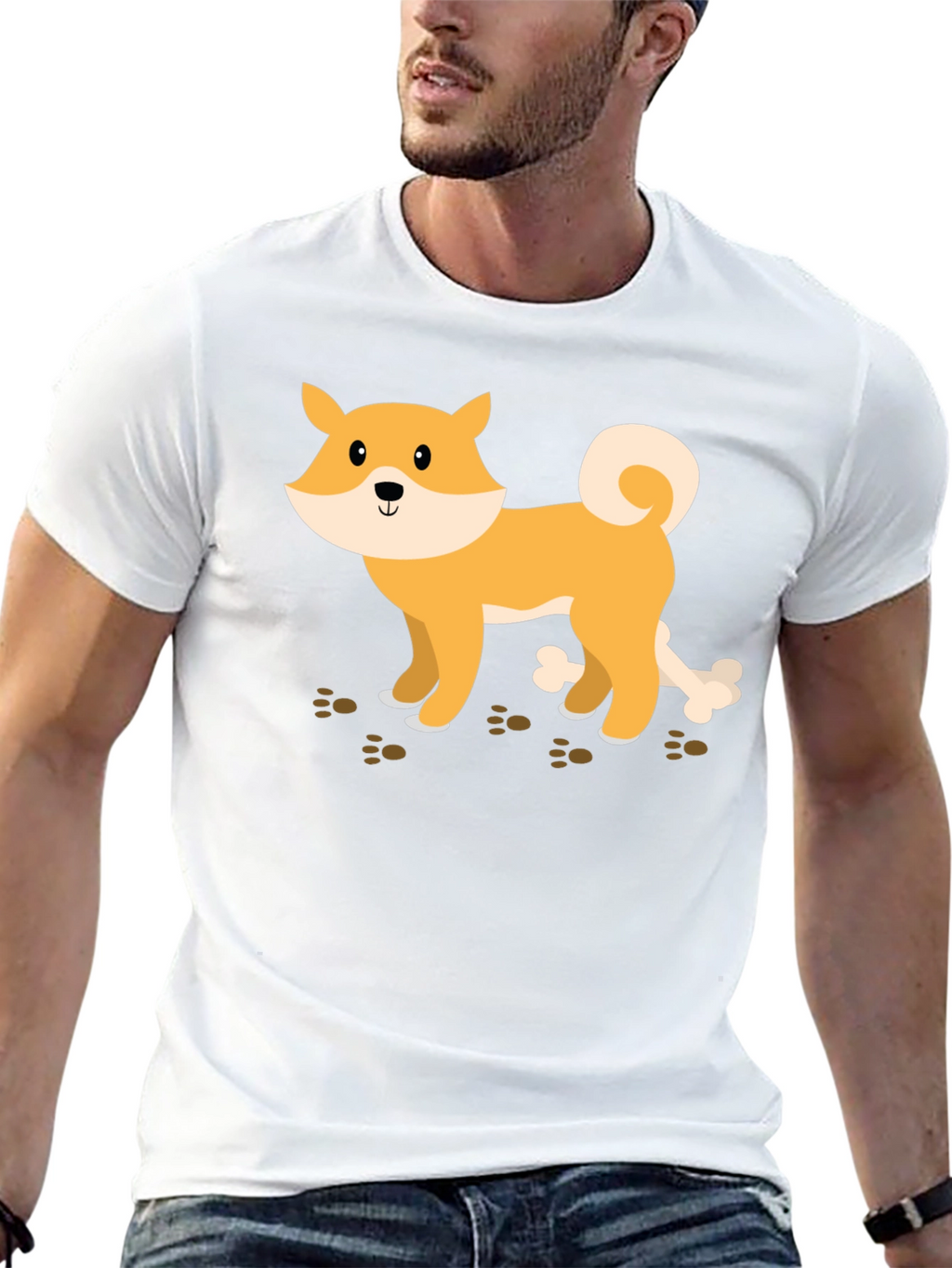 Shiba Inu Dog Bone Graphic Tee - Casual Style
