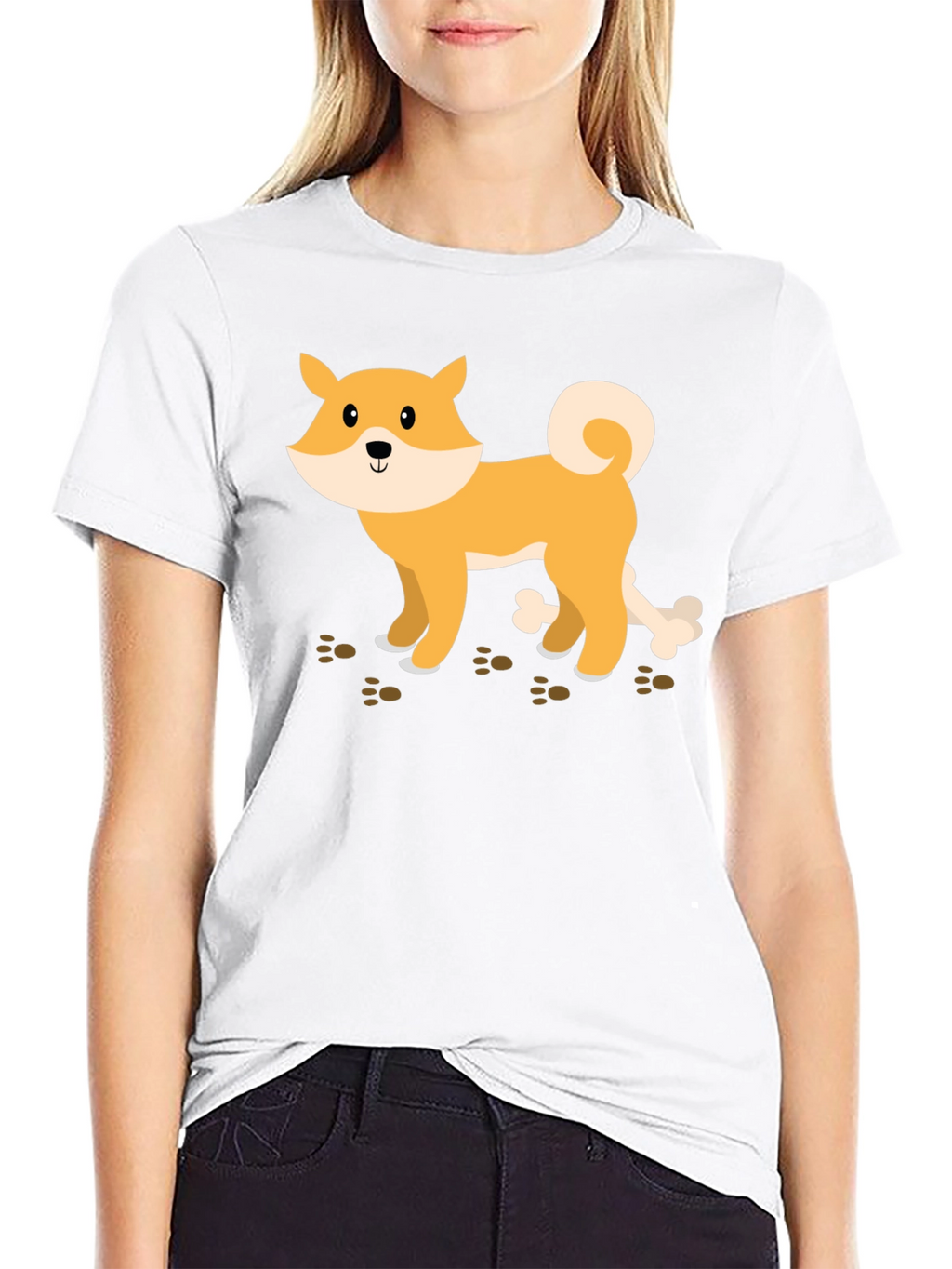 Shiba Inu Dog Bone Graphic Tee - Casual Style