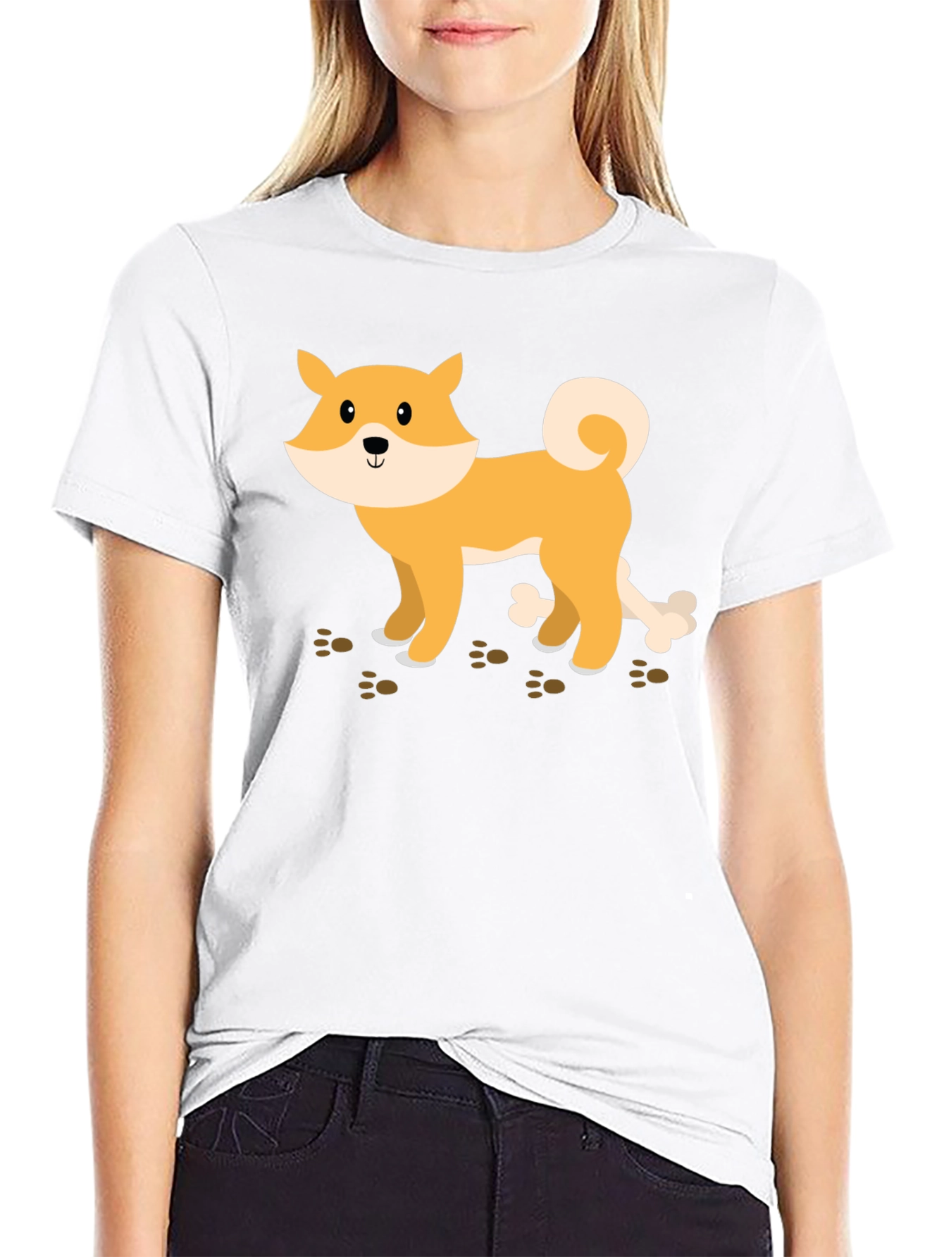 Shiba Inu Dog Bone Graphic Tee - Casual Style