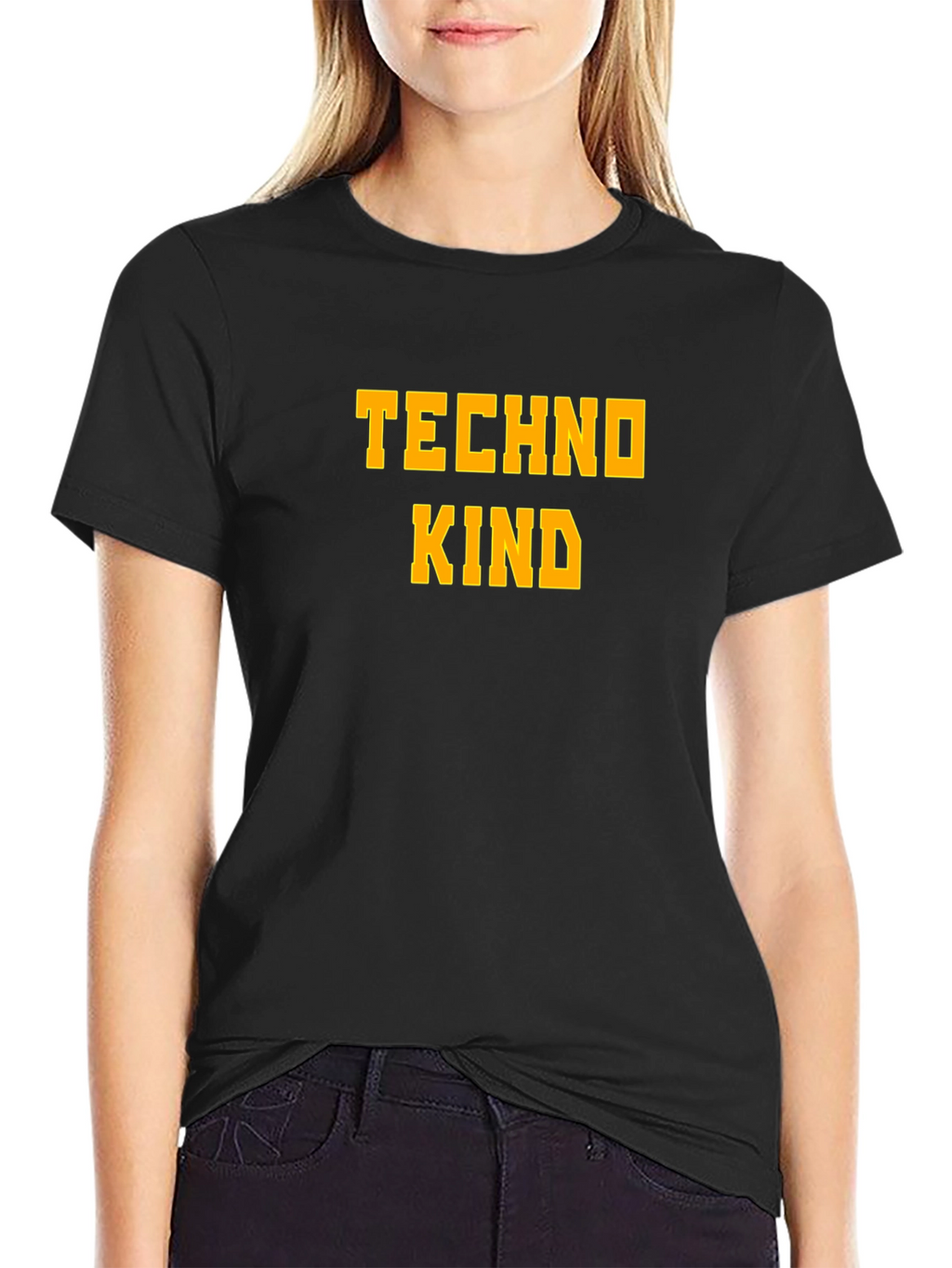 Techno Kind Graphic Tee - Bold Text Casual Style