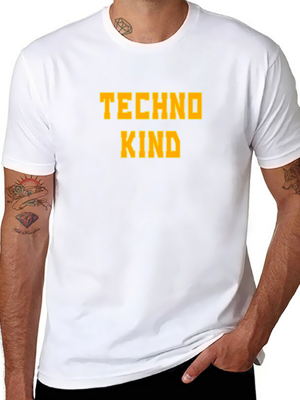 Techno Kind Graphic Tee - Bold Text Casual Style