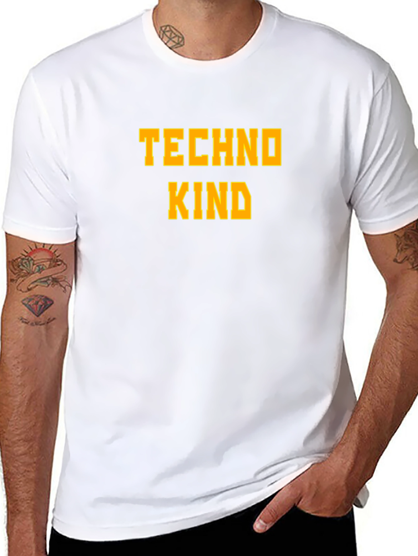 Techno Kind Graphic Tee - Bold Text Casual Style