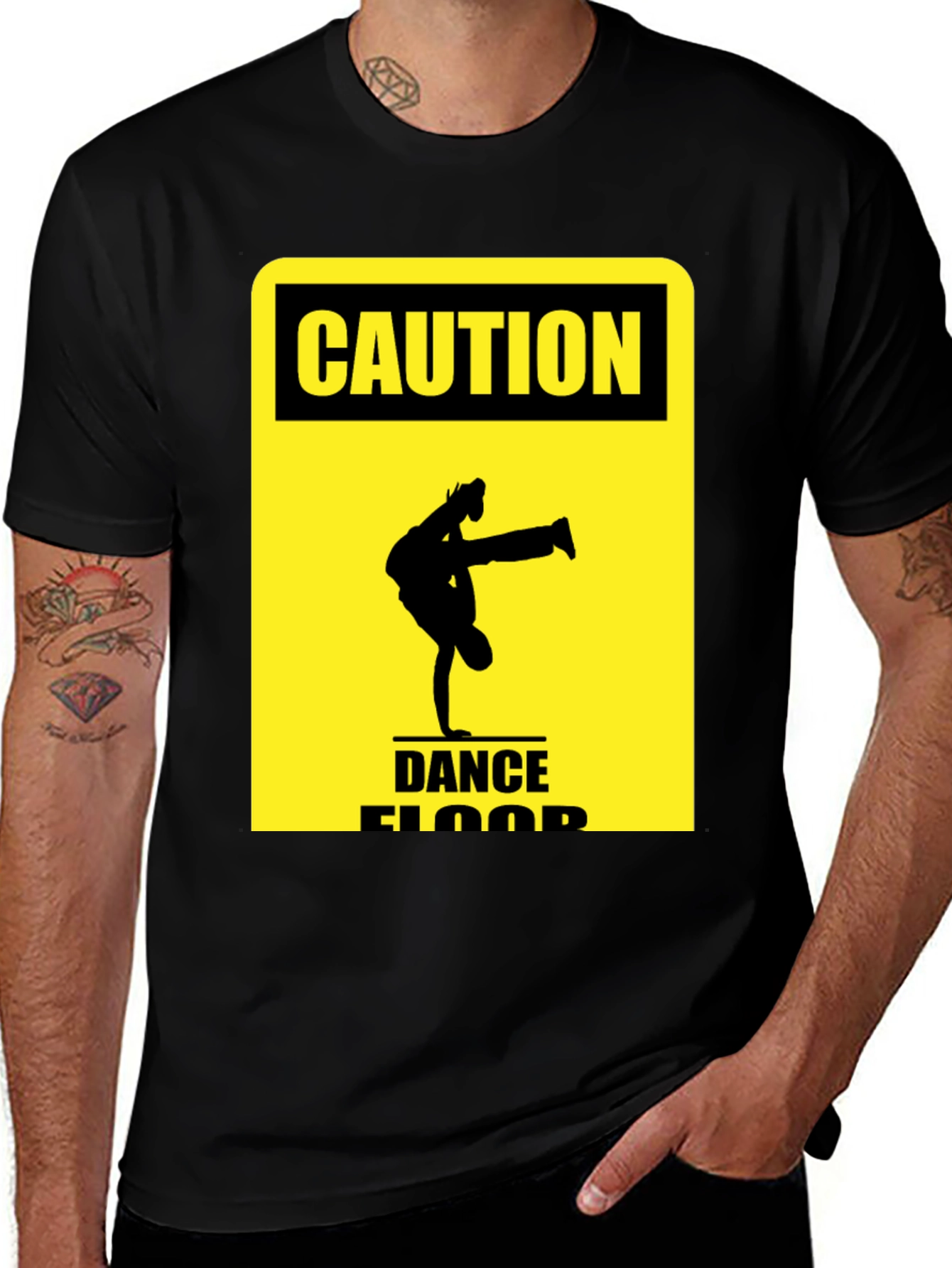 Caution Dance Floor T-Shirt - Black