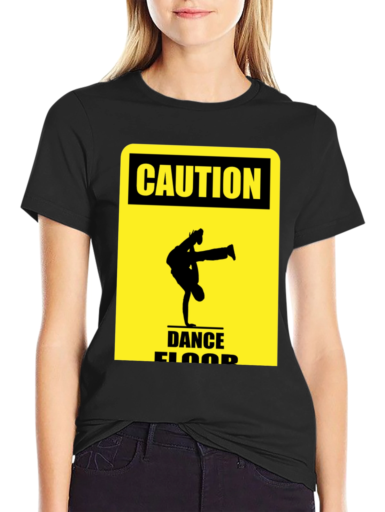 Caution Dance Floor T-Shirt - Black