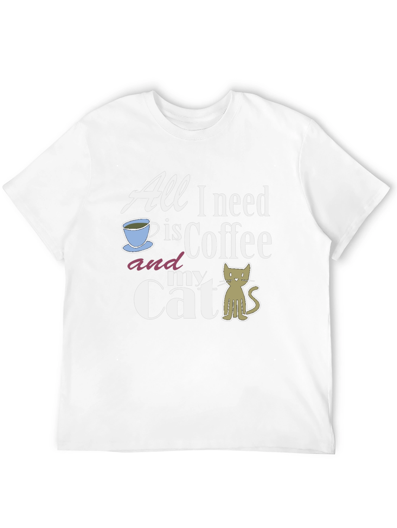 Coffee & Cat Graphic Tee -  All I Need T-Shirt