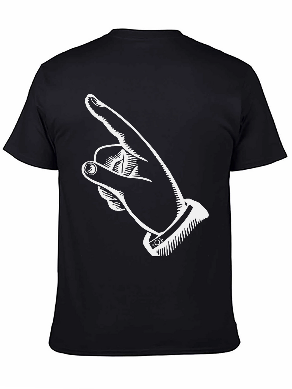 Pointing Finger Graphic Tee - Black Cotton T-Shirt
