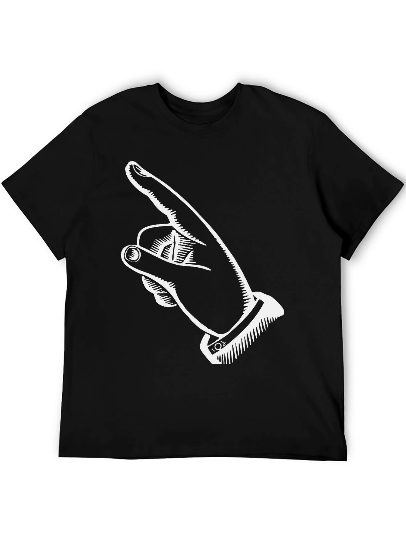 Pointing Finger Graphic Tee - Black Cotton T-Shirt