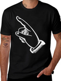 Pointing Finger Graphic Tee - Black Cotton T-Shirt