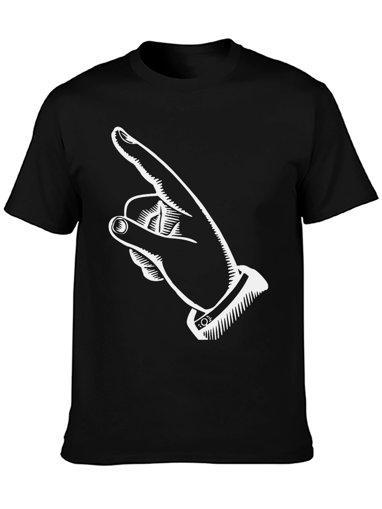 Pointing Finger Graphic Tee - Black Cotton T-Shirt