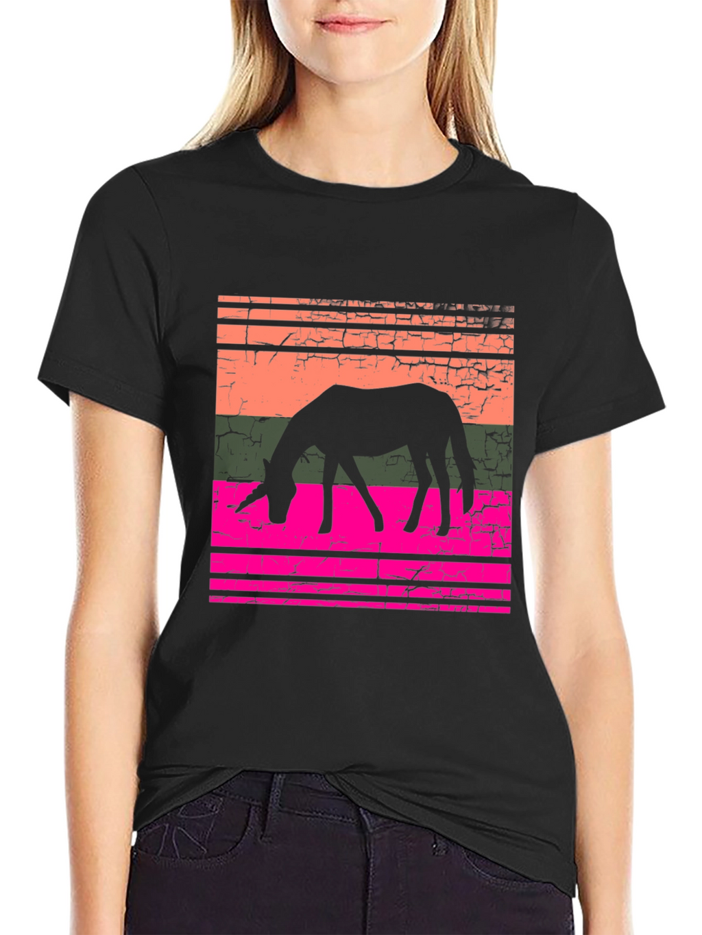 Retro Unicorn Graphic T-Shirt - Black