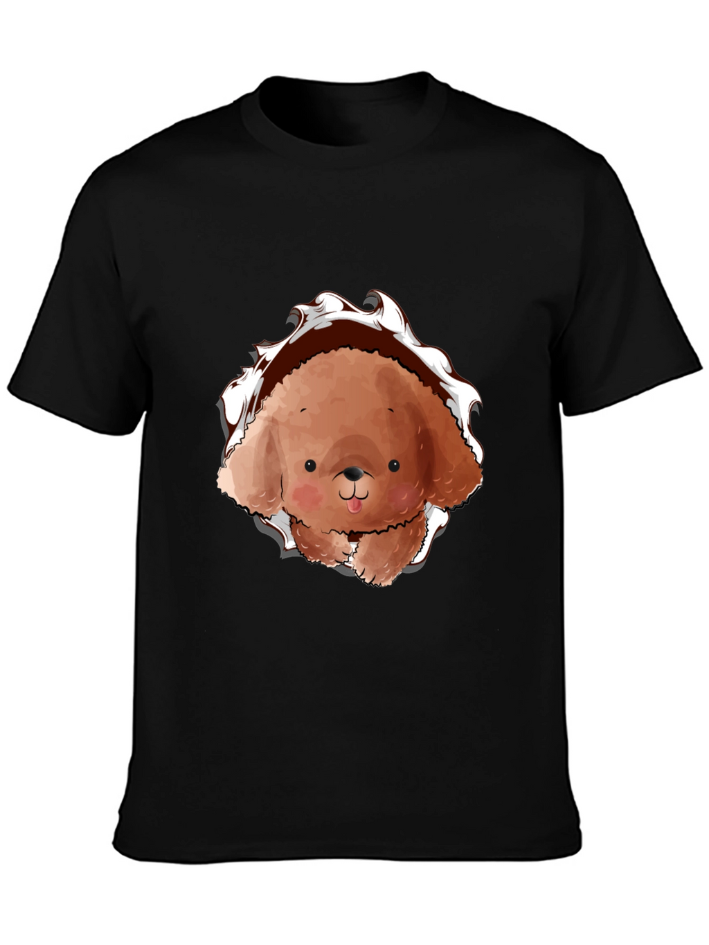 Cute Dog Graphic Black T-Shirt
