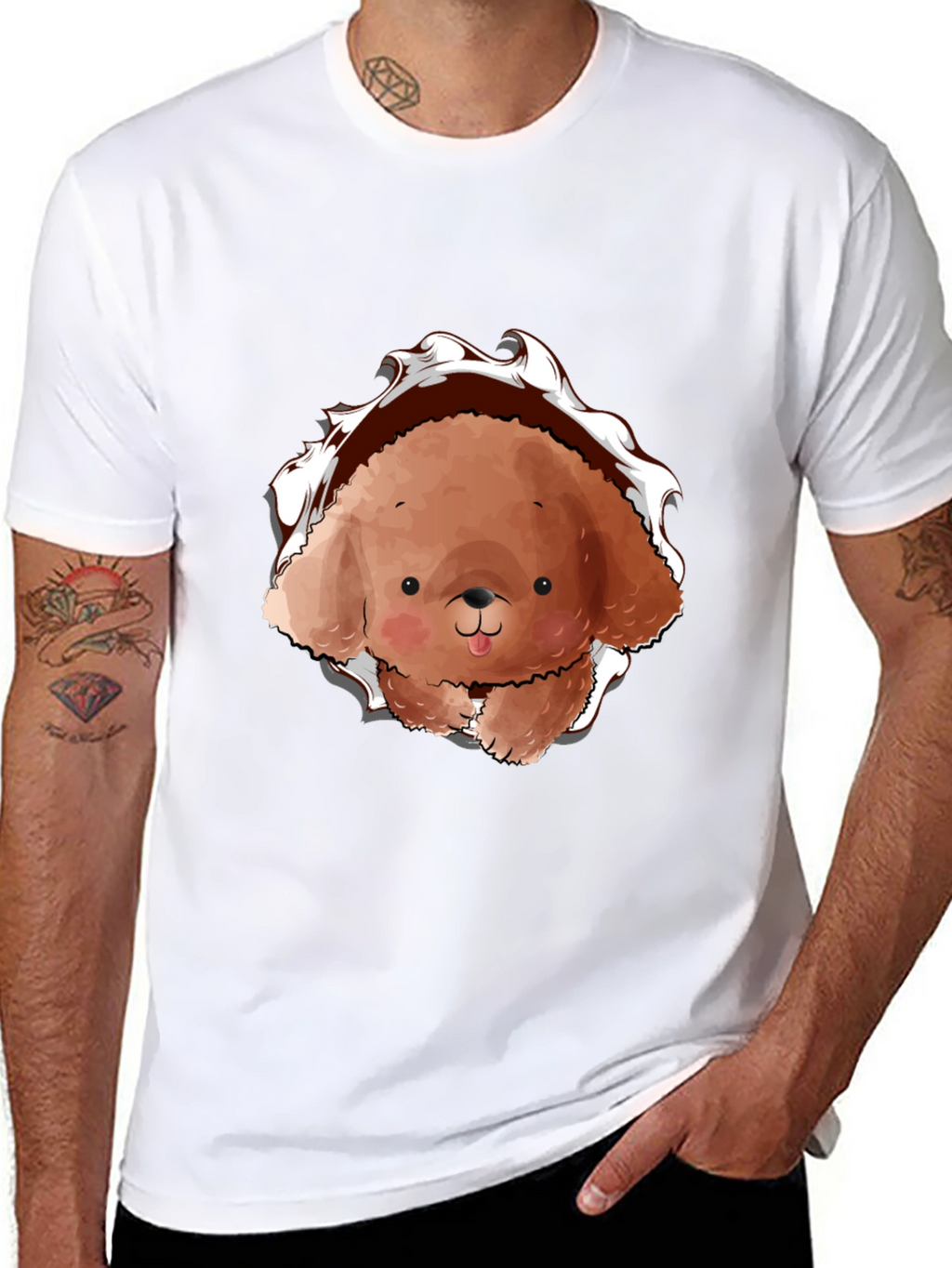 Cute Dog Graphic Black T-Shirt