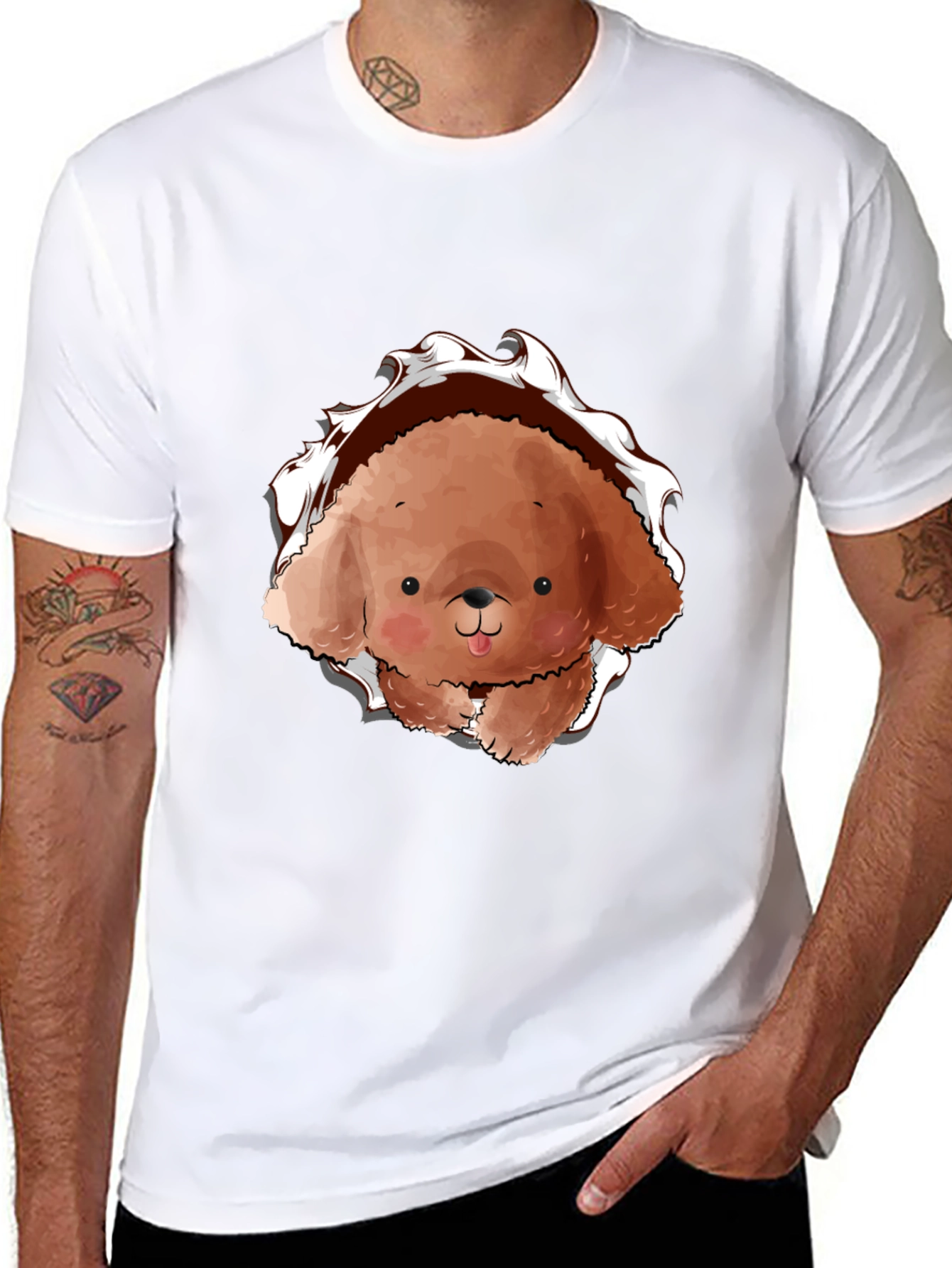 Cute Dog Graphic Black T-Shirt