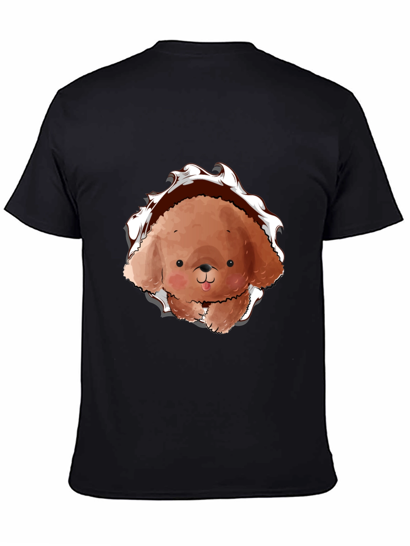 Cute Dog Graphic Black T-Shirt