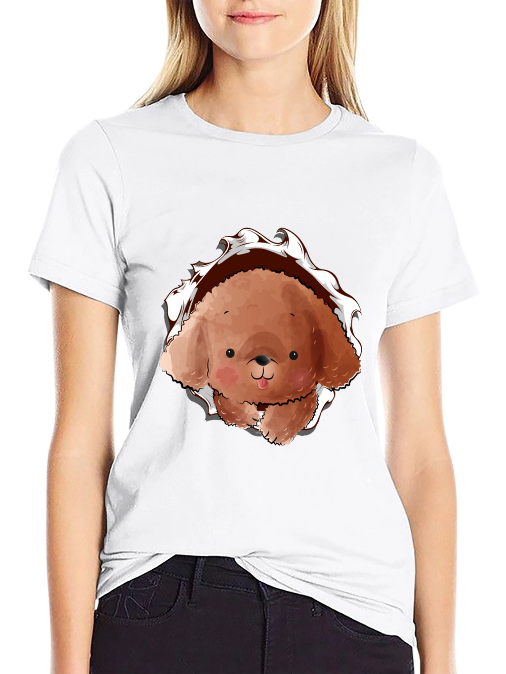 Cute Dog Graphic Black T-Shirt