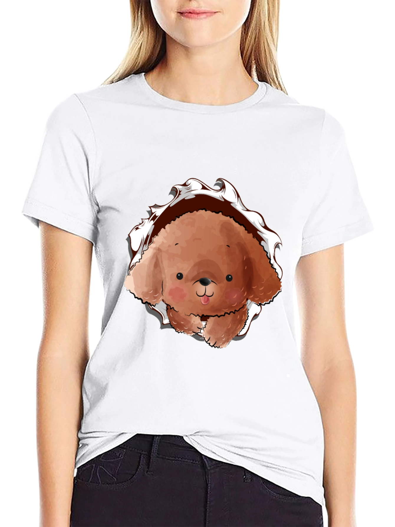 Cute Dog Graphic Black T-Shirt