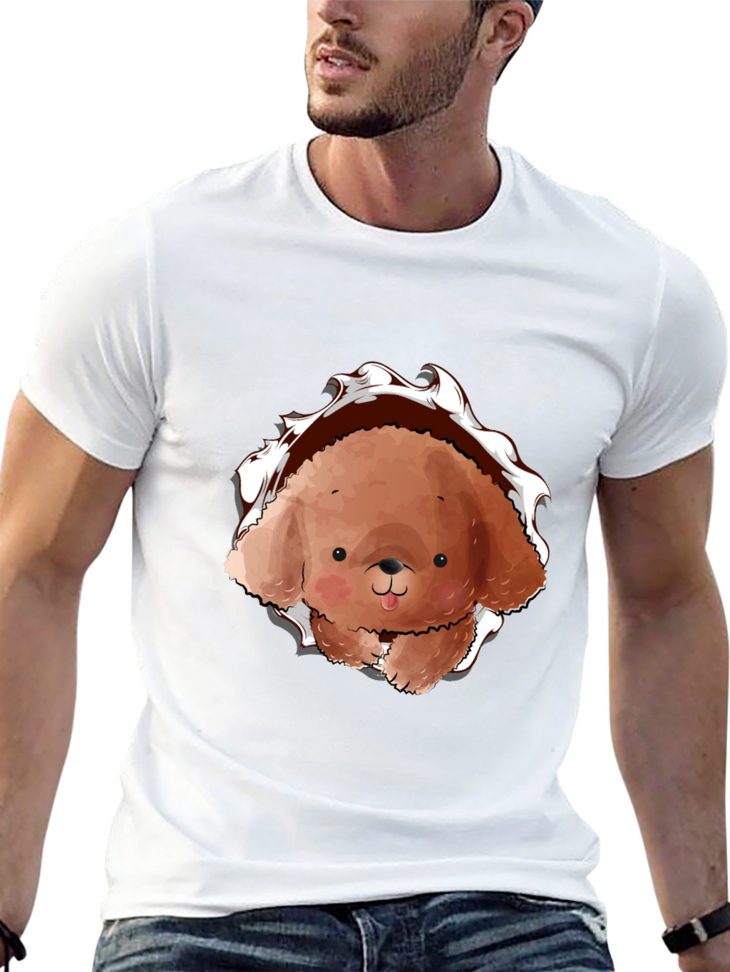 Cute Dog Graphic Black T-Shirt