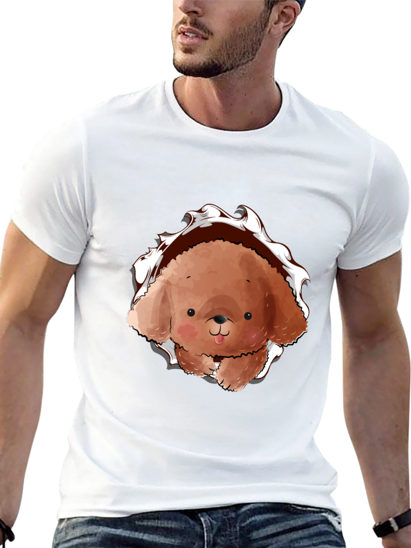 Cute Dog Graphic Black T-Shirt