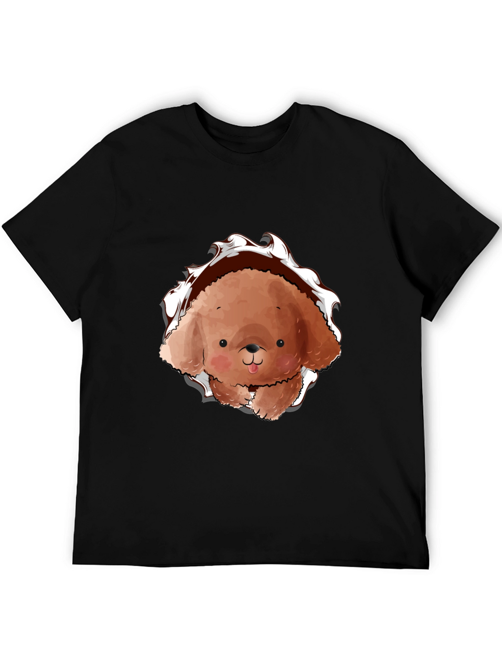 Cute Dog Graphic Black T-Shirt
