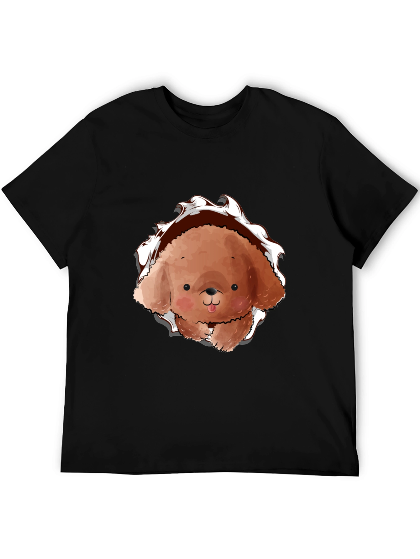 Cute Dog Graphic Black T-Shirt