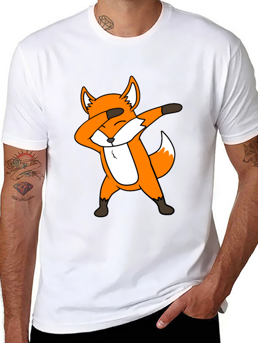 Dabbing Fox Graphic Tee - Black Cotton T-Shirt