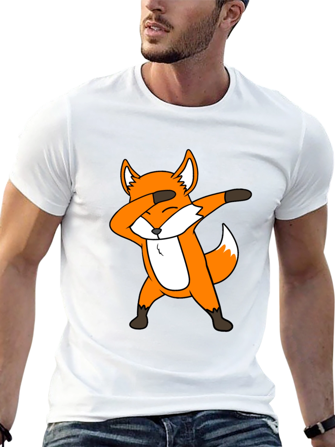 Dabbing Fox Graphic Tee - Black Cotton T-Shirt