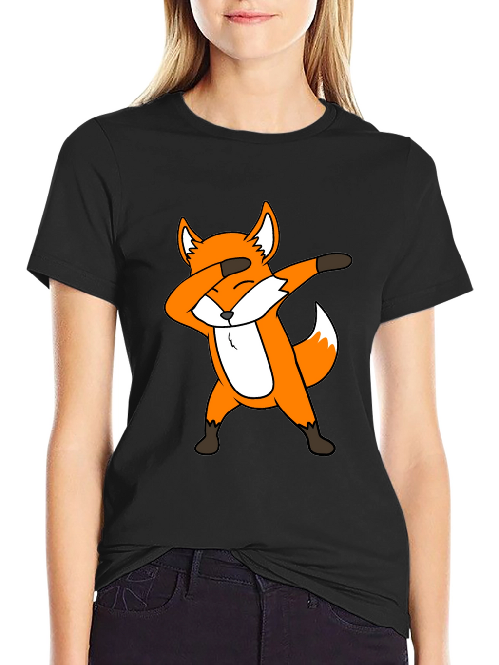 Dabbing Fox Graphic Tee - Black Cotton T-Shirt