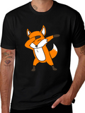 Dabbing Fox Graphic Tee - Black Cotton T-Shirt