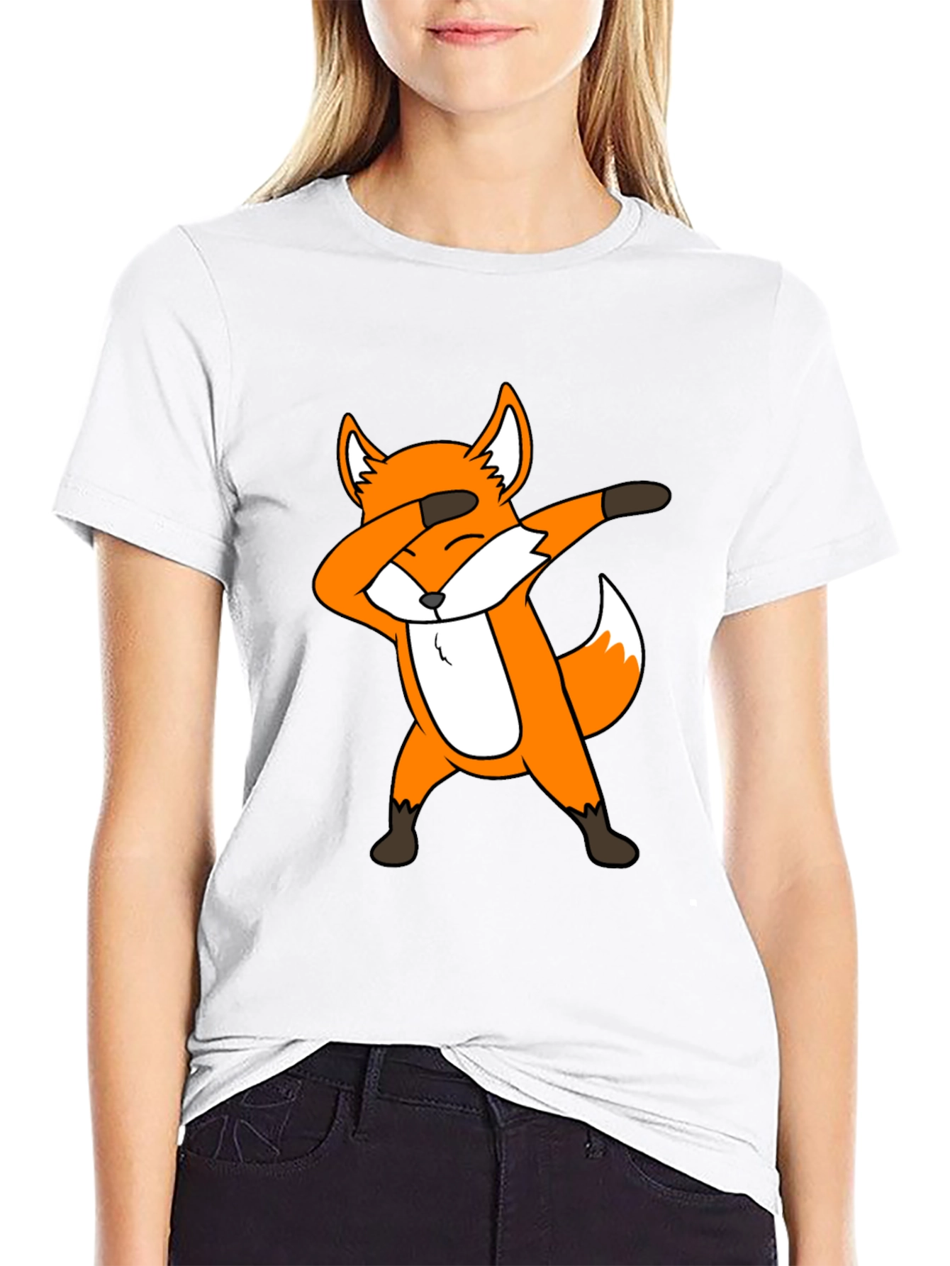 Dabbing Fox Graphic Tee - Black Cotton T-Shirt