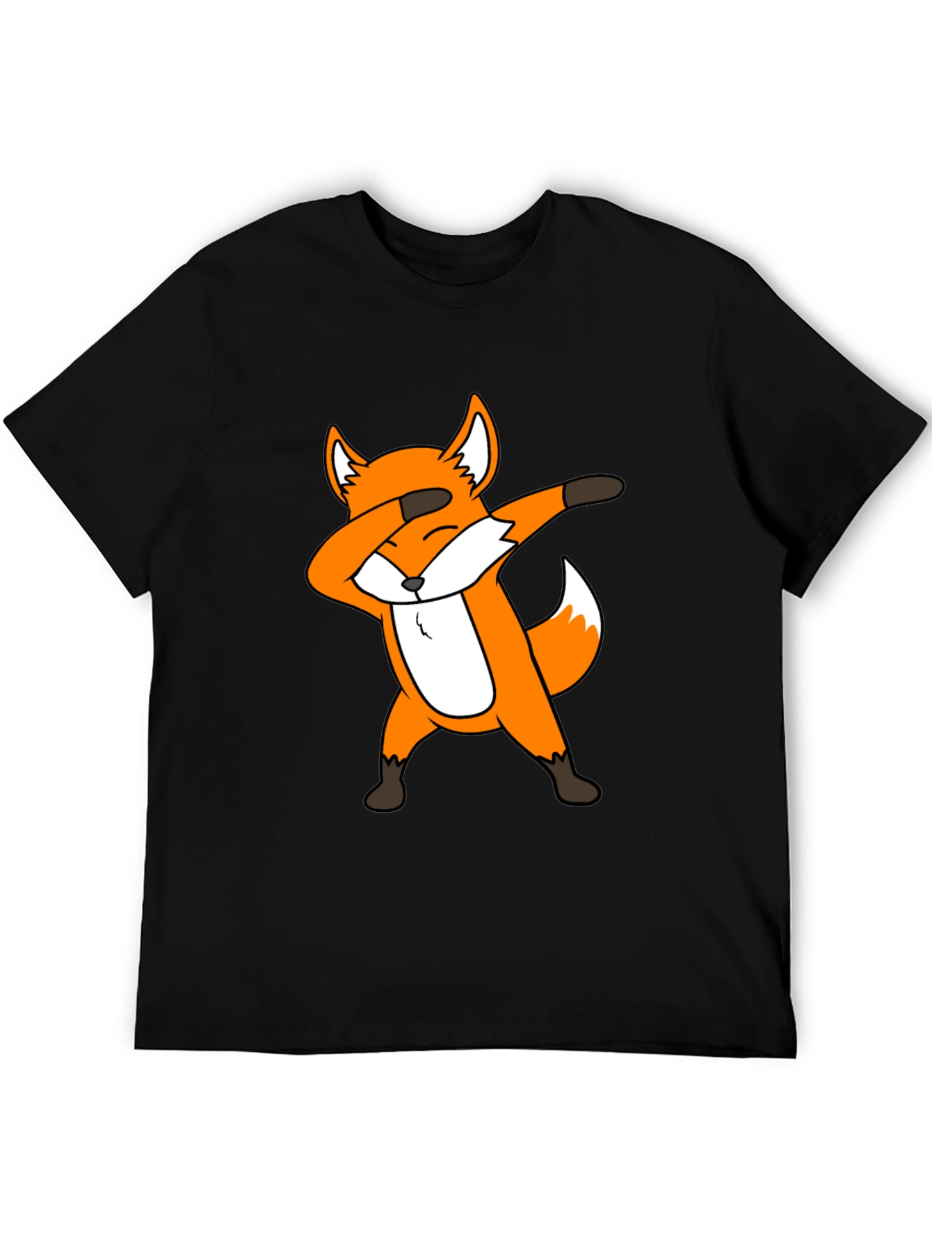 Dabbing Fox Graphic Tee - Black Cotton T-Shirt