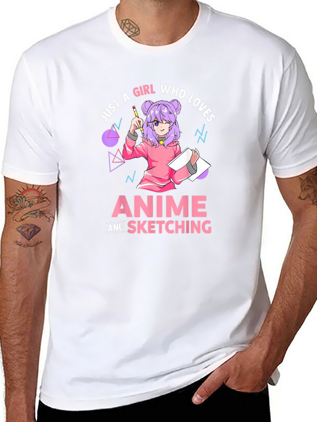 Anime and Sketching Graphic T-Shirt