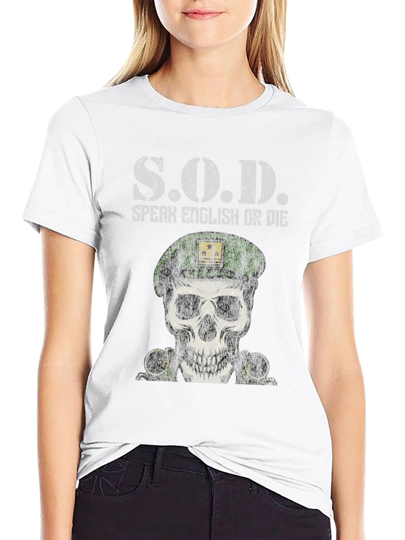 S.O.D. Speak English Or Die Skull Graphic Tee